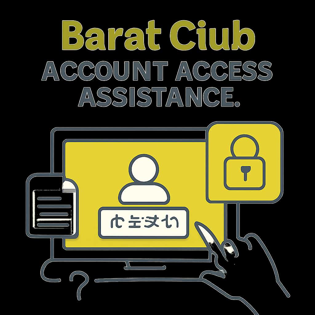 Illustration explaining account access assistance for Barat Club users.