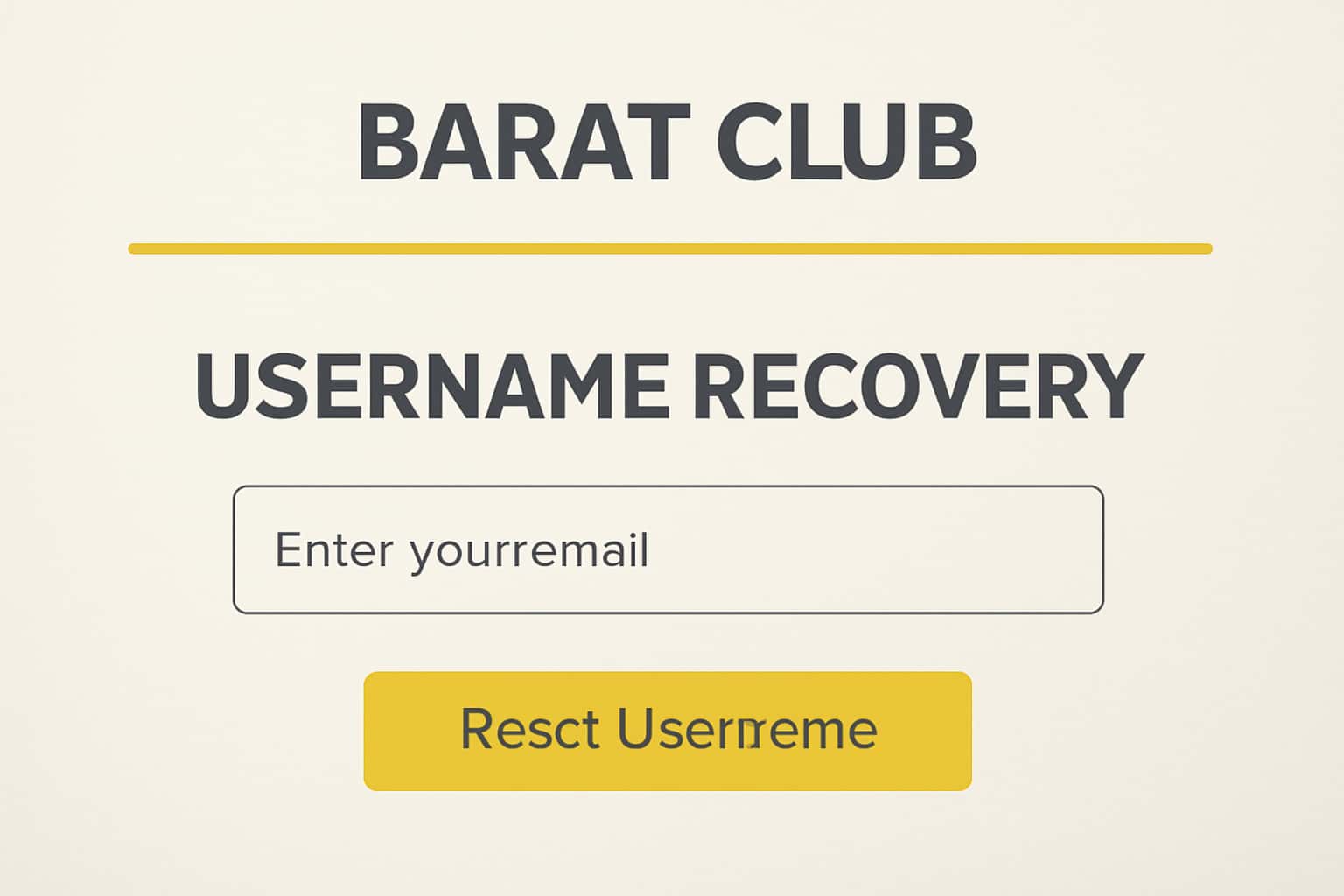 Informational scene depicting the process of recovering a username for Barat Club.