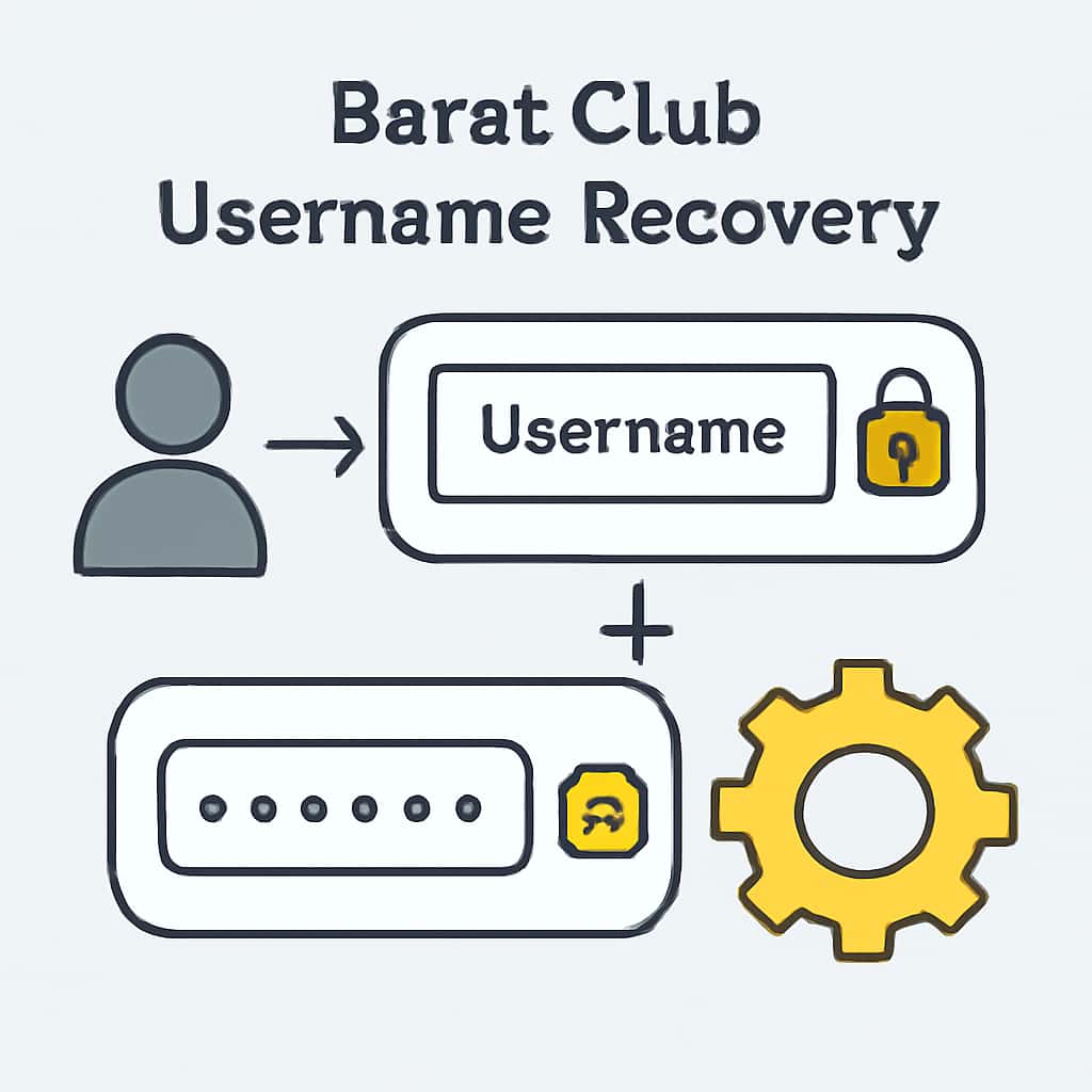Diagram explaining the username recovery process for Barat Club.