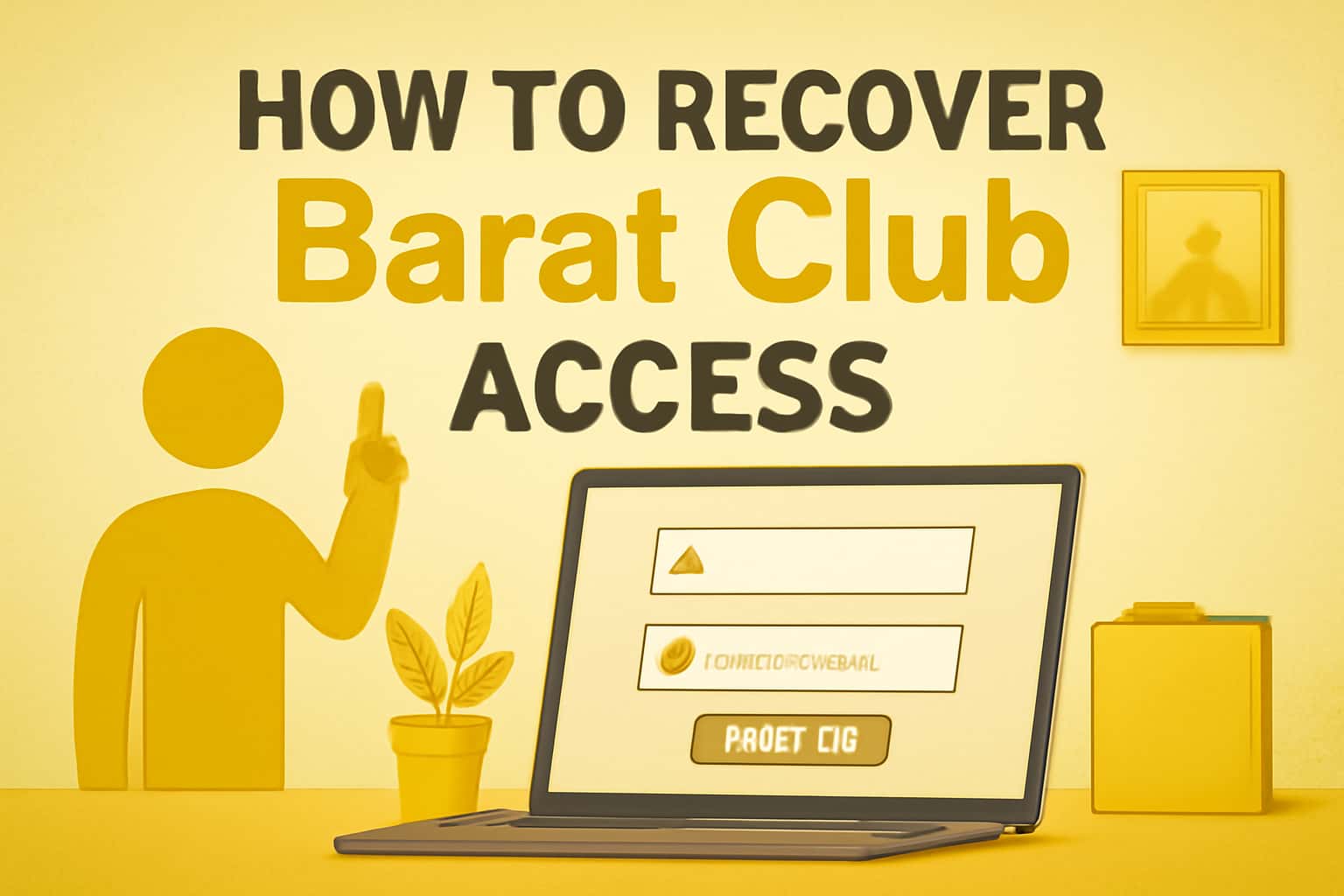 Informational scene illustrating the process of recovering access to Barat Club.