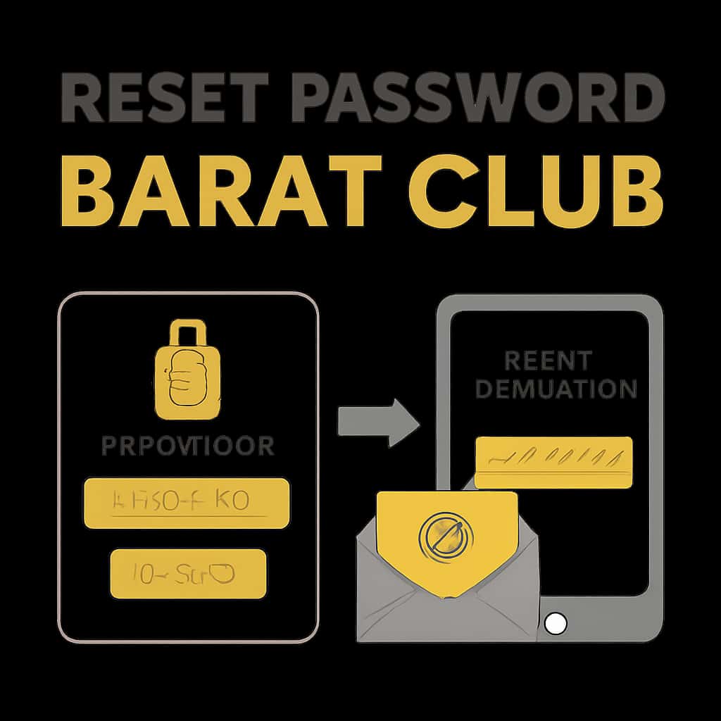 A diagram outlining steps to reset the Barat Club password.