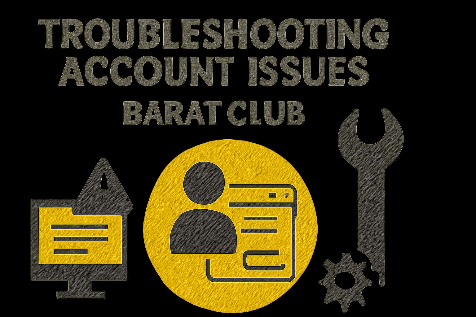 Informational graphic on troubleshooting account issues for Barat Club.